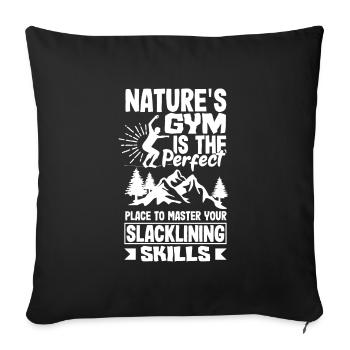 Nature's gym perfect to master your slacklining - Sofa pillowcase 17,3'' x 17,3'' (45 x 45 cm) - black - Front