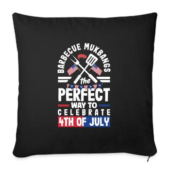 Mukbang et barbecue le 4 juillet - Housse de coussin décorative 45 x 45 cm - noir - Devant