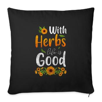 Medicinal Herbs Healer Herbs Natural - Sofa pillowcase 17,3'' x 17,3'' (45 x 45 cm) - black - Front