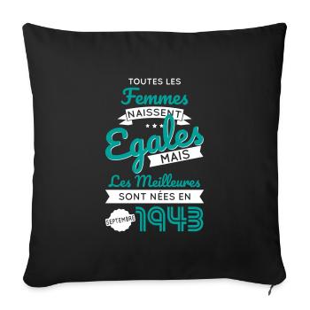 Anniversaire 81 ans - Meilleures Septembre 1943 - Housse de coussin décorative 45 x 45 cm - noir - Devant