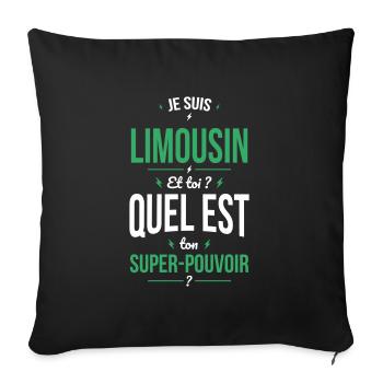 Je suis Limousin - Super-pouvoir - Cadeau Humour - Housse de coussin décorative 45 x 45 cm - noir - Devant