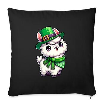St. Patrick's Day Llama Cartoon - Sofa pillowcase 17,3'' x 17,3'' (45 x 45 cm) - black - Front