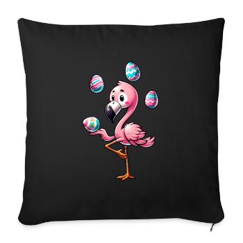 Flamingo Jongliert Ostereier Osterfest - Sofakissenbezug 45 x 45 cm - Schwarz - Vorne