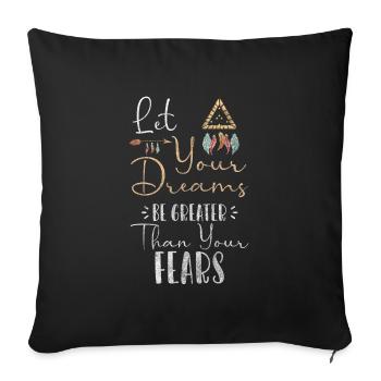 Rêve Plume Bonheur Dormir - Housse de coussin décorative 45 x 45 cm - noir - Devant