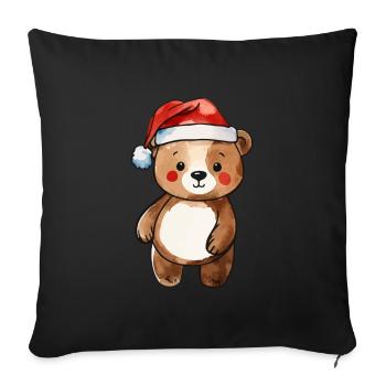 Dessin de Noël Ours - Housse de coussin décorative 45 x 45 cm - noir - Devant