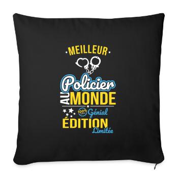 Meilleur Policier au monde - 100% génial - Housse de coussin décorative 45 x 45 cm - noir - Devant