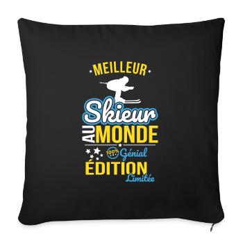 World's Best Skier - 100% Awesome - Sofa pillowcase 17,3'' x 17,3'' (45 x 45 cm) - black - Front