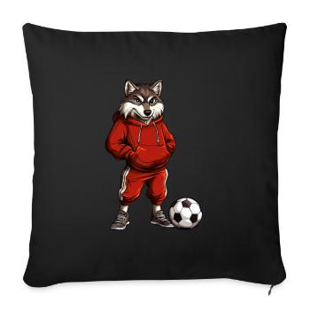 Wolf Footballer red - Sofa pillowcase 17,3'' x 17,3'' (45 x 45 cm) - black - Front