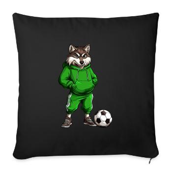 Wolves Soccer / Soccer Wolf - Sofa pillowcase 17,3'' x 17,3'' (45 x 45 cm) - black - Front