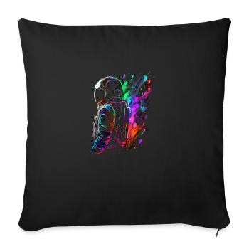 Outer Space Splash Art Coloré Fun Spaceman - Housse de coussin décorative 45 x 45 cm - noir - Devant