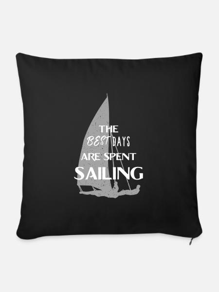 Sailing sailors water sports sailboat gift dinghy - Sofa pillowcase 17,3'' x 17,3'' (45 x 45 cm) - black