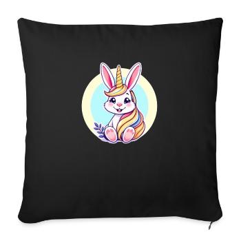 Einhornosterhase - Sofakissenbezug 45 x 45 cm - Schwarz - Vorne
