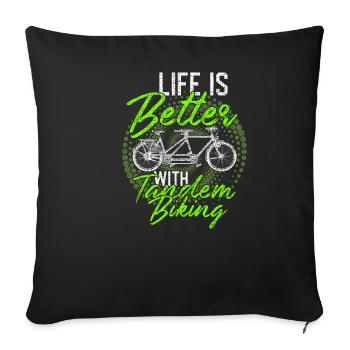 Tandem bike - Sofa pillowcase 17,3'' x 17,3'' (45 x 45 cm) - black - Front