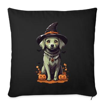 Sorcières de minuit Chien mignon Halloween Pet - Housse de coussin décorative 45 x 45 cm - noir - Devant