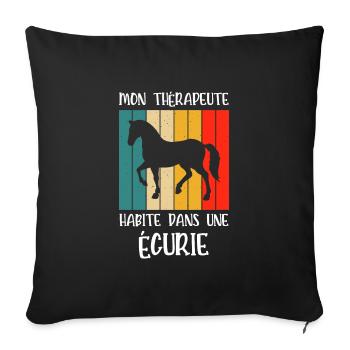 mon thérapeute habite une écurie - Housse de coussin décorative 45 x 45 cm - noir - Devant
