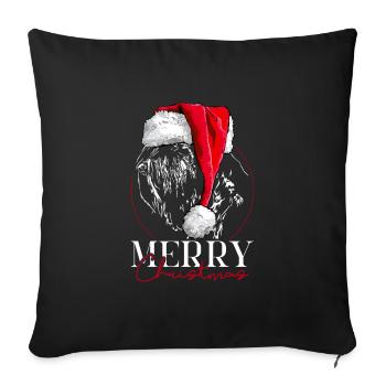 Père Noël GÉANT SCHNAUZER Joyeux Noël Wilsigns - Housse de coussin décorative 45 x 45 cm - noir - Devant