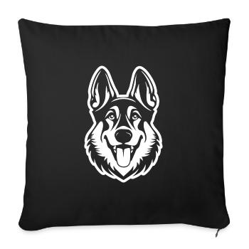 Tête de chien de berger allemand - Housse de coussin décorative 45 x 45 cm - noir - Devant