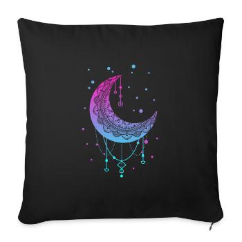 Kawaii Colorful Pastel Goth Moon - Sofa pillowcase 17,3'' x 17,3'' (45 x 45 cm) - black - Front