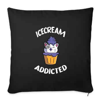 lila eis naschkatze icecreame addicted très perri - Housse de coussin décorative 45 x 45 cm - noir - Devant