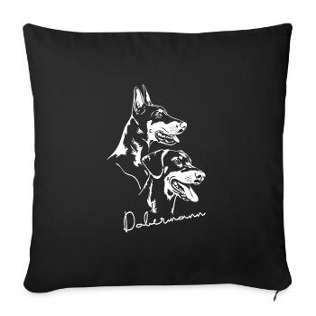 DOBERMANN Dobi Dobie Hund Hunde Portrait - Sofakissenbezug 45 x 45 cm - Schwarz - Vorne