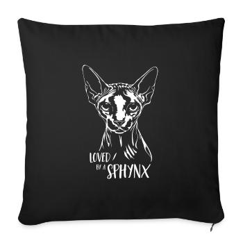 Loved by a Sphynx Cat Saying Cat Wilsigns - Sofa pillowcase 17,3'' x 17,3'' (45 x 45 cm) - black - Front