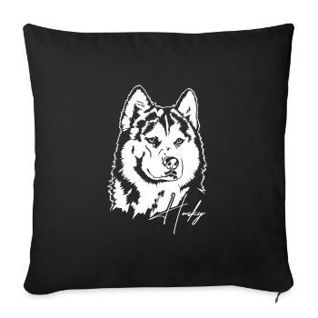 Siberian Husky Portrait Dogs Dog Wilsigns - Sofa pillowcase 17,3'' x 17,3'' (45 x 45 cm) - black - Front