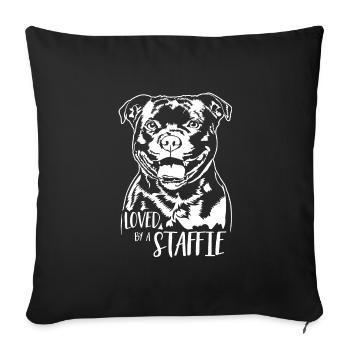 Loved by a Staffie Staffordshire Bull Terrier Dog - Sofa pillowcase 17,3'' x 17,3'' (45 x 45 cm) - black - Front