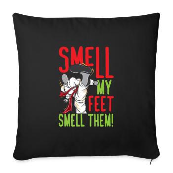 Smell My Feet Drôle de Karaté - Housse de coussin décorative 45 x 45 cm - noir - Devant