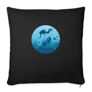 scuba diving - Sofa pillowcase 17,3'' x 17,3'' (45 x 45 cm) - black - Front
