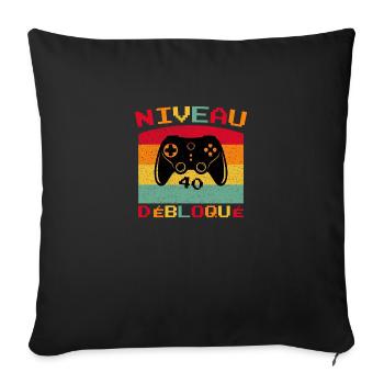 Level 40 freigeschaltet / 40th Anniversary Gamer - Sofakissenbezug 45 x 45 cm - Schwarz - Vorne