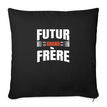 Futur grand frère - annonce futur grand frère - Housse de coussin décorative 45 x 45 cm - noir - Devant