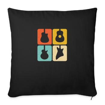 Vintage Guitar Pick Guitarist Gift - Sofa pillowcase 17,3'' x 17,3'' (45 x 45 cm) - black - Front