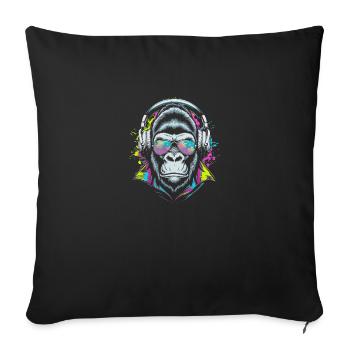 Monkey with DJ headphones and sunglasses - Sofa pillowcase 17,3'' x 17,3'' (45 x 45 cm) - black - Front