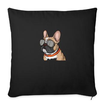 French Bulldog with Sunglasses - Sofa pillowcase 17,3'' x 17,3'' (45 x 45 cm) - black - Front