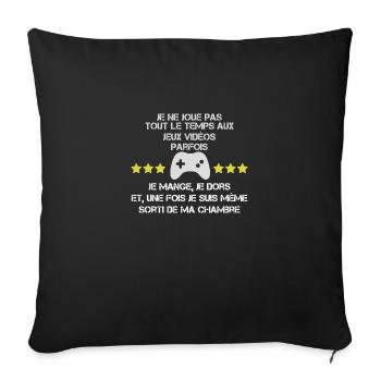 Accro Aux Jeux Vidéo Idée Cadeau Pour Ado Gamer - Housse de coussin décorative 45 x 45 cm - noir - Devant