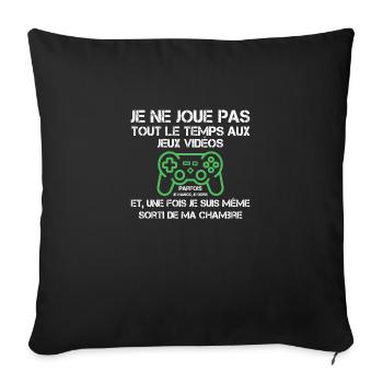Accro Aux Jeux Vidéo Idée Cadeau Pour Ado Gamer - Housse de coussin décorative 45 x 45 cm - noir - Devant