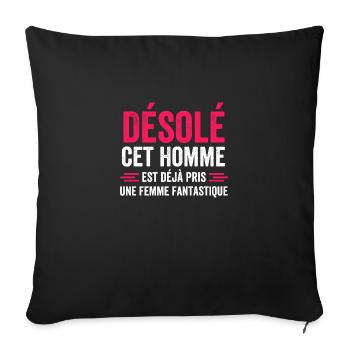sorry this man is already taken - Sofa pillowcase 17,3'' x 17,3'' (45 x 45 cm) - black - Front