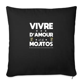 Living on love and Mojitos - Sofa pillowcase 17,3'' x 17,3'' (45 x 45 cm) - black - Front