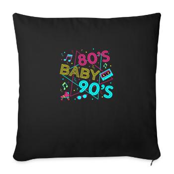 Vintage années 90 Technologie Vieux Gadgets TShirt - Housse de coussin décorative 45 x 45 cm - noir - Devant
