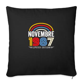 1987 November Birthday Gift. November 1987 - Sofa pillowcase 17,3'' x 17,3'' (45 x 45 cm) - black - Front