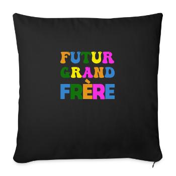 Futur grand frère - annonce futur grand frère - Housse de coussin décorative 45 x 45 cm - noir - Devant