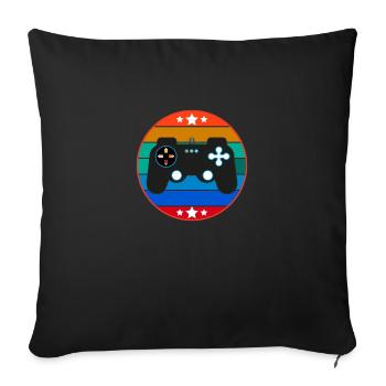 Manette de gaming gaming rétro vintage - Housse de coussin décorative 45 x 45 cm - noir - Devant