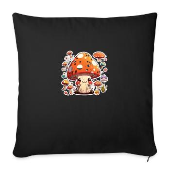 Drôle de champignon de dessin animé - Housse de coussin décorative 45 x 45 cm - noir - Devant