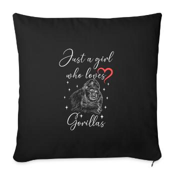 Frau Mädchen Liebe Herz Gorilla - Sofakissenbezug 45 x 45 cm - Schwarz - Vorne