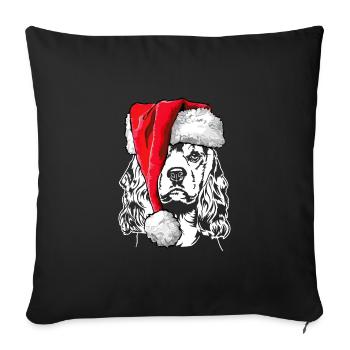 Père Noël American Cocker Spaniel Chiens de Noël - Housse de coussin décorative 45 x 45 cm - noir - Devant
