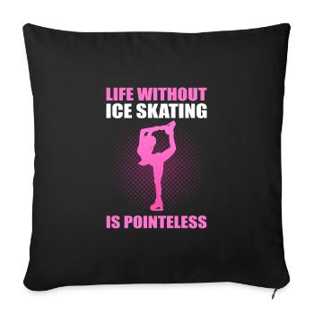 Ice skating Ice skating Ice skating - Sofa pillowcase 17,3'' x 17,3'' (45 x 45 cm) - black - Front