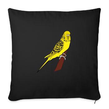 Perruche jaune Wellis amoureux - Housse de coussin décorative 45 x 45 cm - noir - Devant