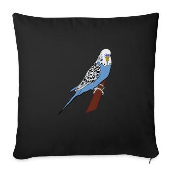 Perruche bleu oiseau oiseau de compagnie idée cadeau - Housse de coussin décorative 45 x 45 cm - noir - Devant