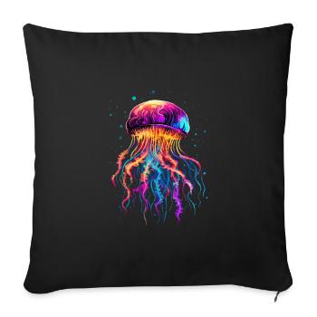 Jellyfish for Sea Creatures Fans, Gift Holiday Animals - Sofa pillowcase 17,3'' x 17,3'' (45 x 45 cm) - black - Front