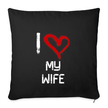 J'aime ma femme - Housse de coussin décorative 45 x 45 cm - noir - Devant